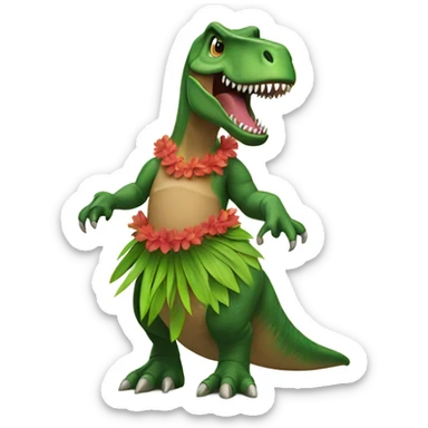 T-rex in a hula skirt sticker