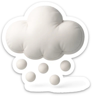 plush snow cloud with falling snowflakes, soft edges, cute and soft, cushion style sticker