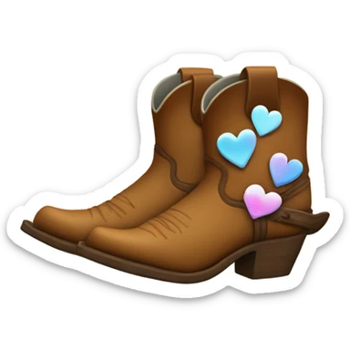 cowboy boots with hearts sticker