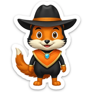 Diseña un Zorro mascota saludando  sticker