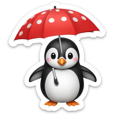 Penguin with red polka-dot umbrella sticker