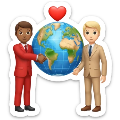 Emoji with whole body and Shake hands emoji with heart and globe showing negotiation of climate change  sticker