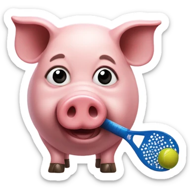 Pig playing pickleball sticker