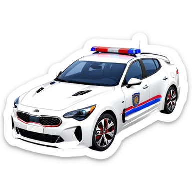 Police Car - Kia Stinger (Model Year: 2018) (Iconic Colour: White with blue and red markings) sticker