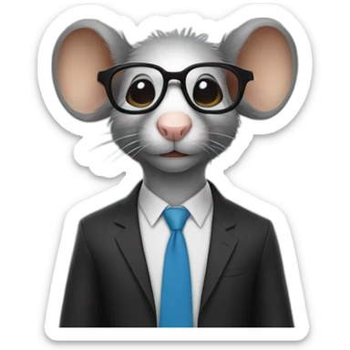 Un rat avec des lunettes et avec des cheveux noirs sticker