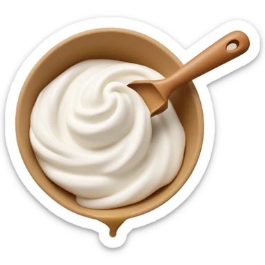 Swirl of white icing and spatula in a tan bowl  sticker