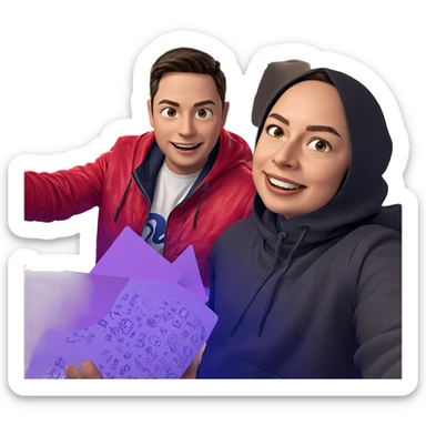 boys taking a selfie sticker