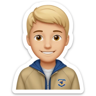 college boy with  college jacket sticker