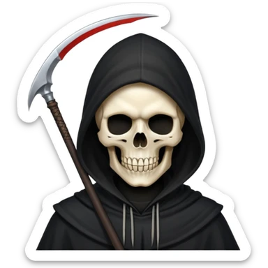 skull head, black hood, scythe sticker