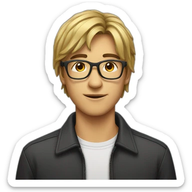 17 years old men with glasses short mullet sticker