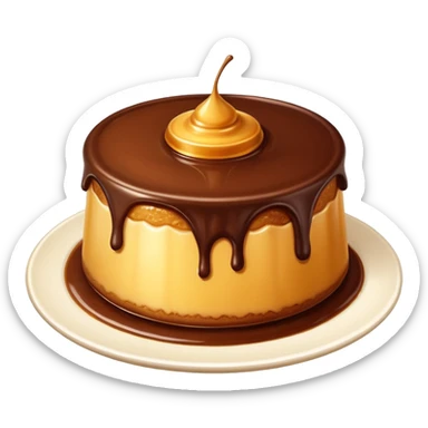cute and simple chocolate pudding with a golden flan layer on top sticker
