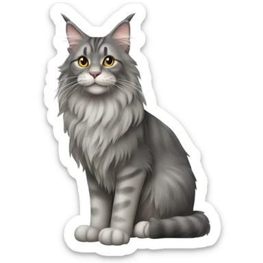 grey maine coon cat sticker
