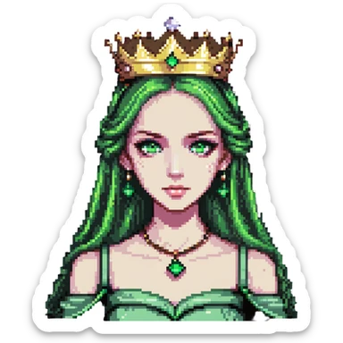 beautiful princess with striking green eyes and a crown sticker