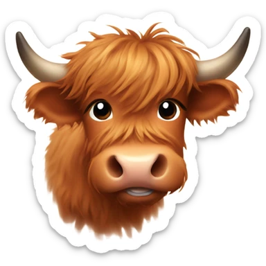Cute baby highland cow head sticker
