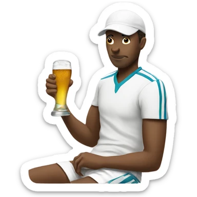 White Tennis player drinking beers sticker