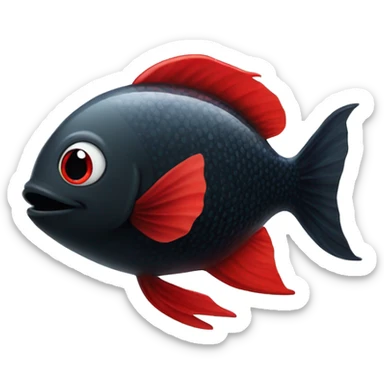 Black and red fish smileing face in the aquarium sticker