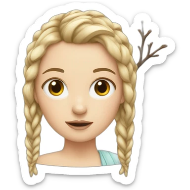 white girl with a twig in her hair sticker