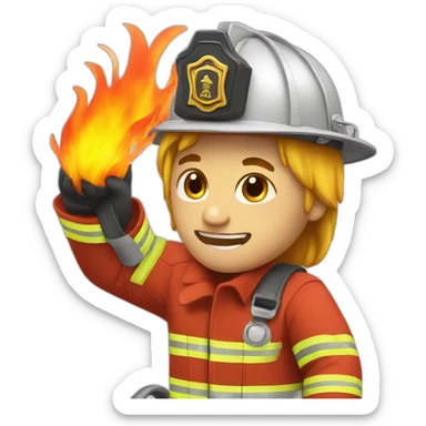 fireman on fire sticker