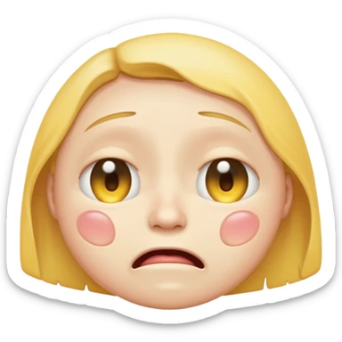 crying emoji with eyes open wide, visible eye bags, 3/4 profile sticker