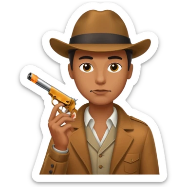 Smoking cigarette, holding gun sticker