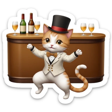 A cat dancing on the floor in a bar sticker