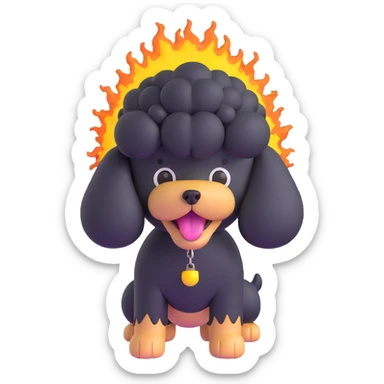 poodle dog with exploding head sticker