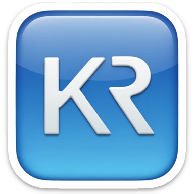 Please recreate an emoji with a square blue background that has the English letters ‘KR’ on it. sticker
