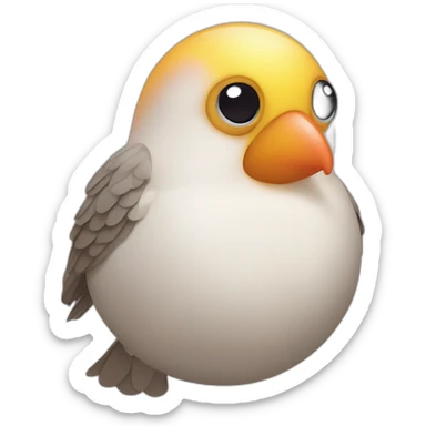 Bird on hidden camera called Birb with lovehearts and loveheart eyes sticker