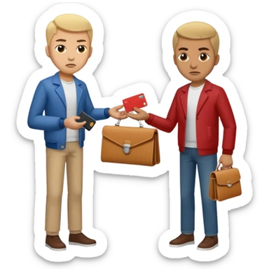 persona devolviendo billetera a otra persona una persona canela y otra persona blana, racista sticker