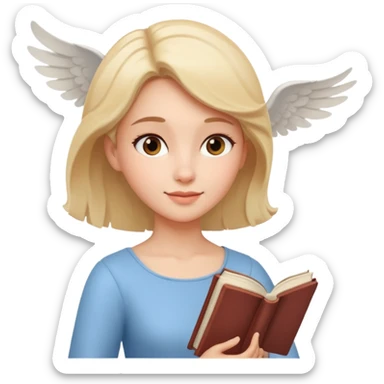 Dreamy, kind, empathetic — like they’re not fully grounded. woman flyingwith a book sticker