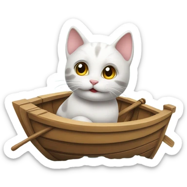 kitty cat on a boat sticker