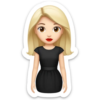 Beyaz ten, siyah askılı elbise,kırmızı ruj,siyah topuz saç modeli  sticker