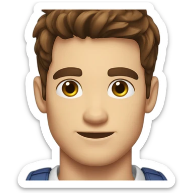 peter Parker with dark hairs and a white polo sticker