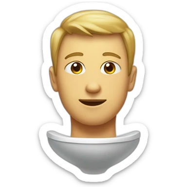 male head and neck sticking out of a toliet sticker