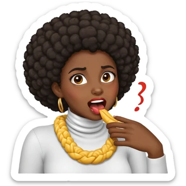 A afro Latina masc girl jokingly chocking herself sticker