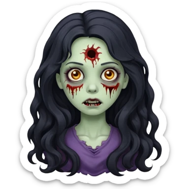 A girl zombie with long black wavy hair  sticker