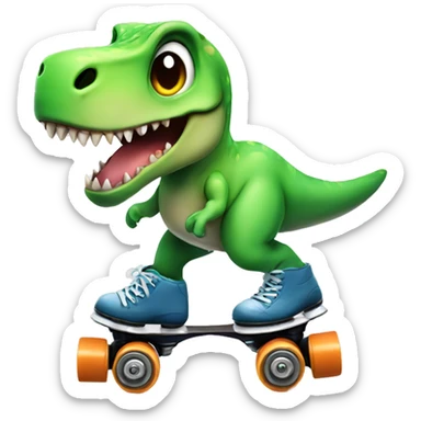 Cute T rex on roller skates  sticker