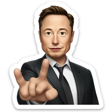 Elon Musk holding the number Zero in his right hand, and a One in his right hand sticker