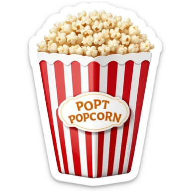 minimalist sweet popcorn in a red and white vertically striped package, simple clean design, fewer details sticker