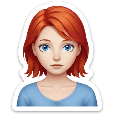 Red hair girl, blue eyes sticker