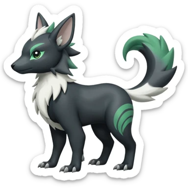 Shiny black with white, grey and green Linoone-Absol-Trico-Hybrid (Full body) sticker