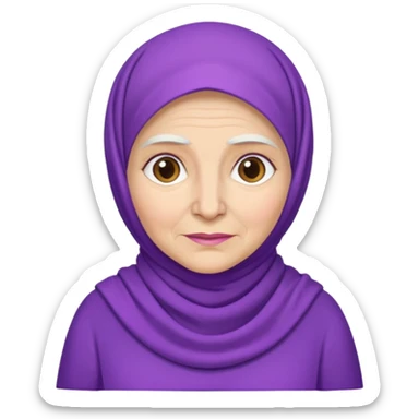 Bir baş örtülü mor kıyafetli  büyükanne sticker
