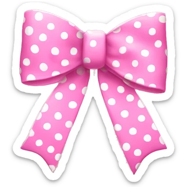 Polka dot pink and white bow sticker