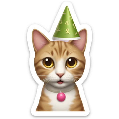 cat wearing a birthday hat playing scrabble sticker