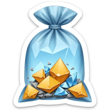 A transparent baggie tied at the top, containing only crushed shards of clear glass  sticker