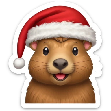 capybara wearing a santa hat sticker
