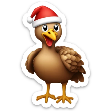 Turkey wearing Santa hat wrapped in Christmas lights sticker