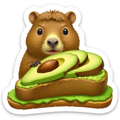 Capybara eating avocado toastc sticker