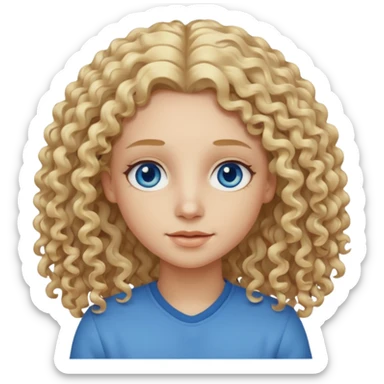Curly blond blue eyes. Long hair cool beige blond. Longer hair sticker