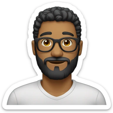 hombre pelo negro con barba de candado y lentes sticker